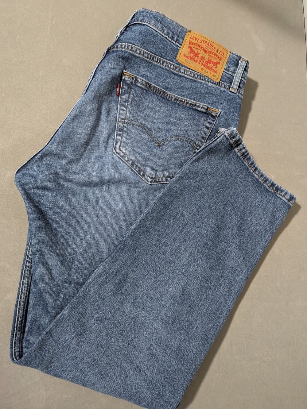 Levi's 514 Straight Fit Jeans Men's 34x30 Medium Wash Blue Denim